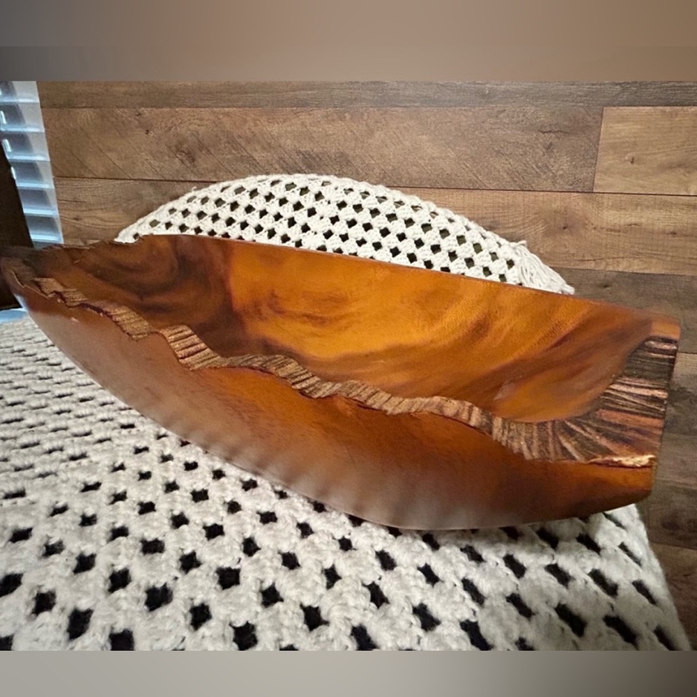Mahogany hand carved artisan bowl